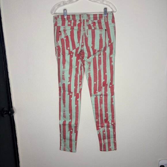 NWT Love Culture Mint Red Star Stripe Print Skinny Jeans Size 9 Junior USA - Picture 3 of 12